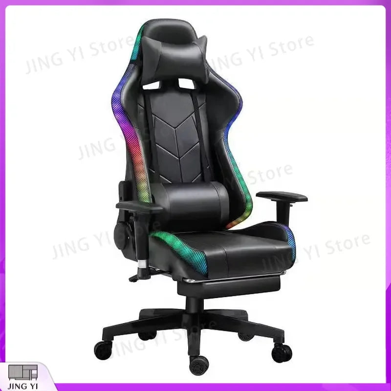 Black Red Gaming Chair with 180° Reclining Backrest Adjustable Height Ergonomic Office Computer Chair Retractable Footrest