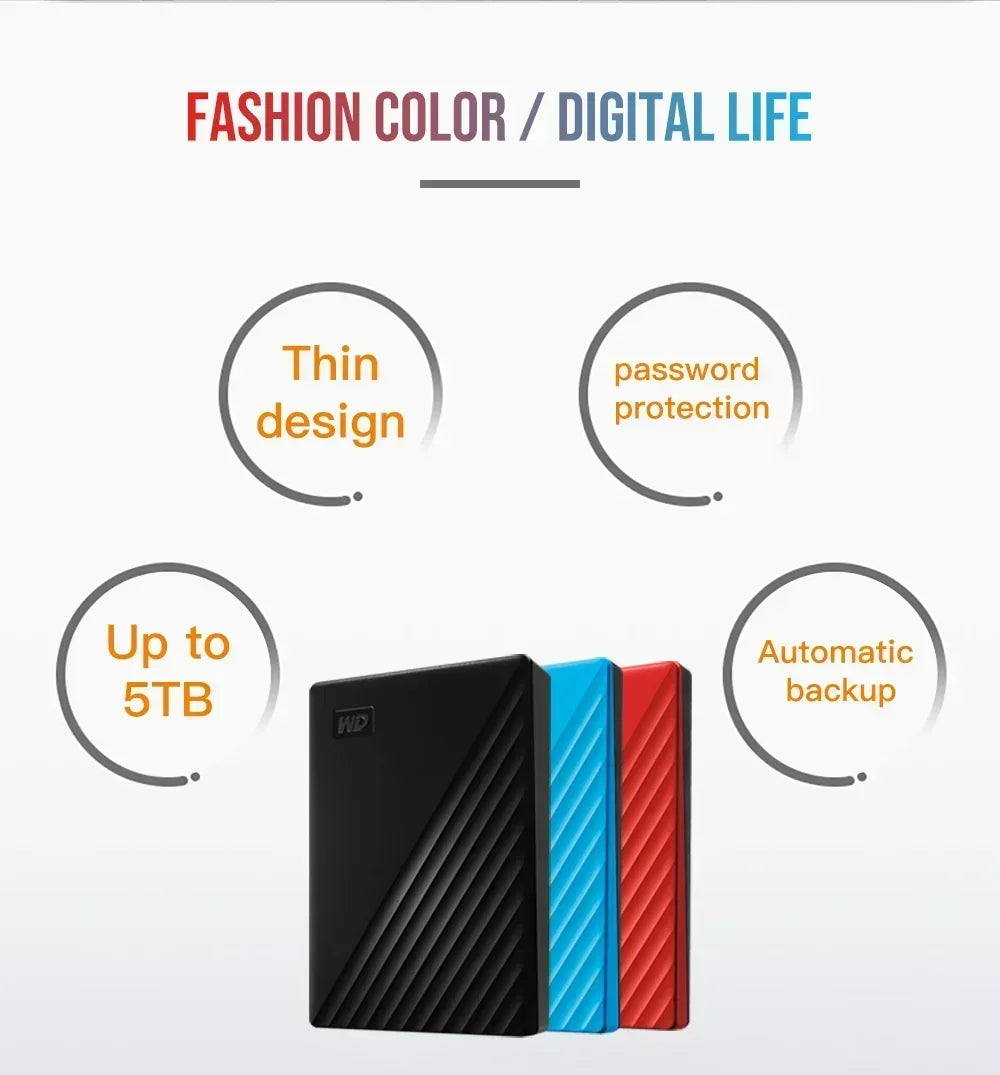 For Western Digital External HDD Collection, 2.5-inch Ultra-Slim & Sleek Design, Equipped with Fast Interface for Blazing Data