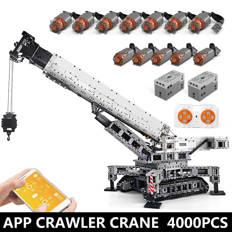 Mould King 17002 Technical Car Toys The MOC-10123 RC Motorized Crane Liebherred LTR 11200 Truck Model Building Blocks Kids Gifts