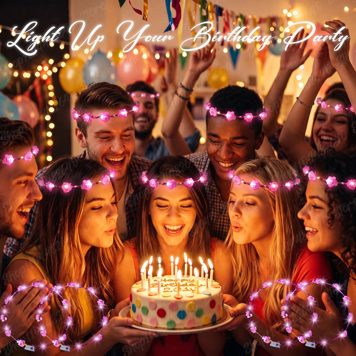 10-100pcs LED Flower Headbands Glowing Garland Light Up Headbands Glow in the Dark Headband Wedding Beach Party Birthday
