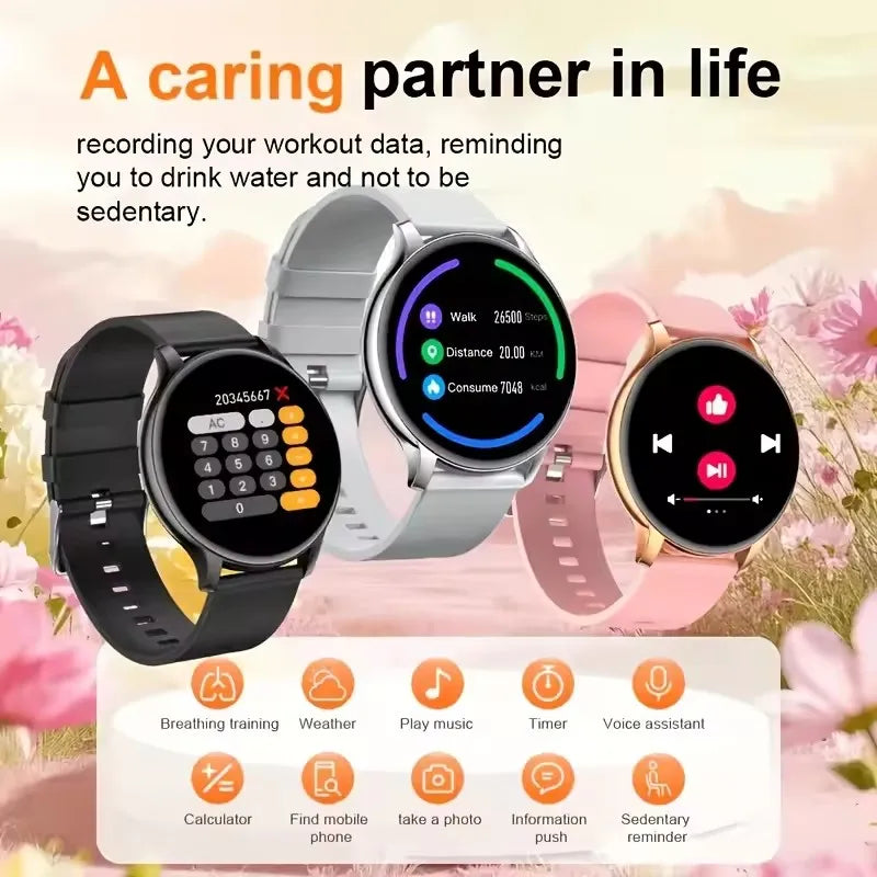2026 Smart Watch Women Round Smartwatch Bluetooth Call Men Fitness Tracker Bracelet Custom Watch Face Watches For Android IOS
