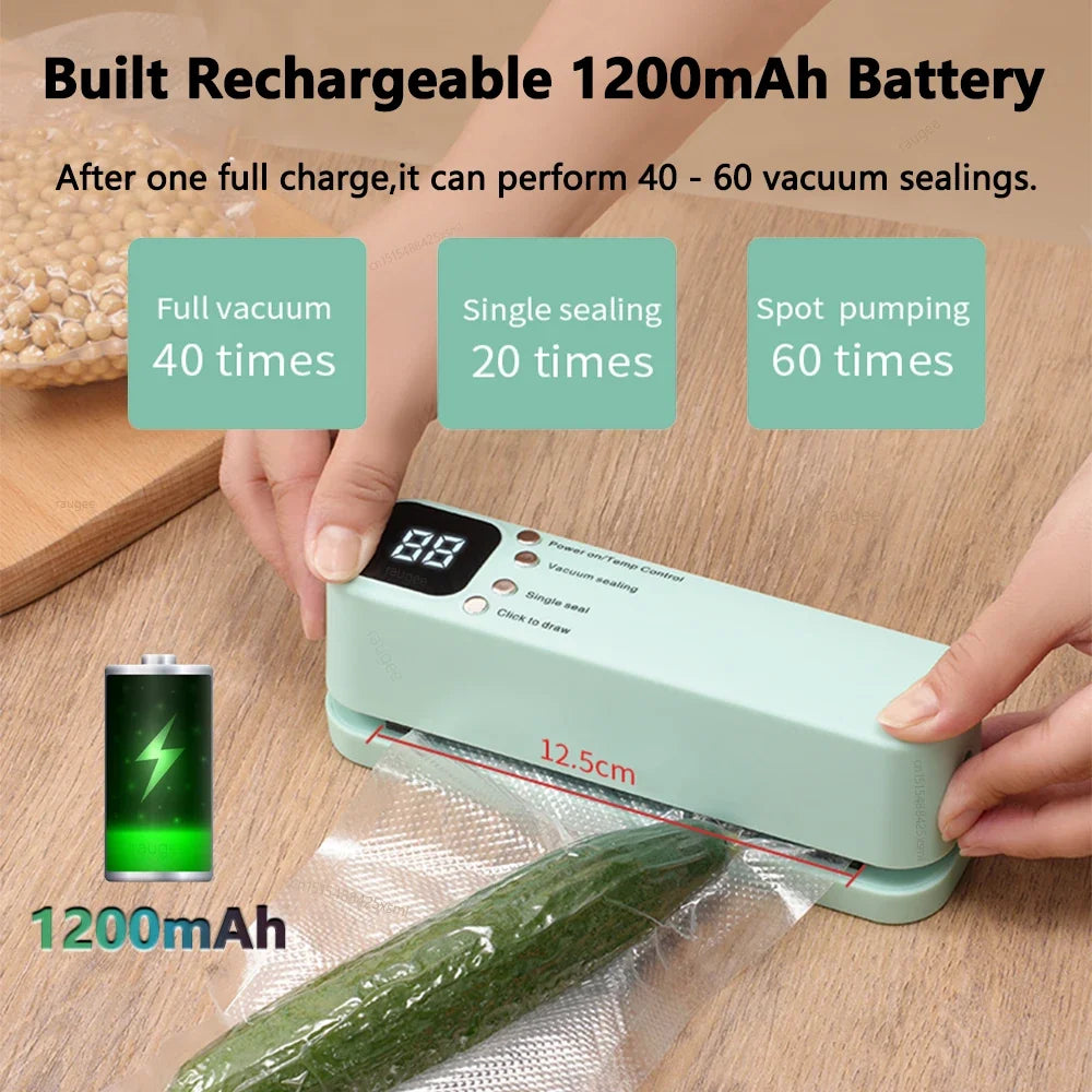 Mini Vacuum Sealer Rechargeable Food Preservation Package Plastic Bags Sealer Portable Wireless Automatic Vacuum Sealing Machine