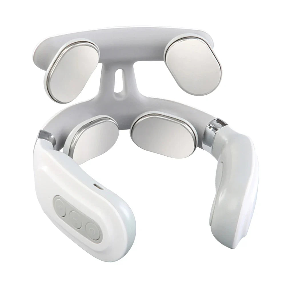 4-head Neck Massager USB Rechargeable Cervical Massager with Heat Electric Neck Massager Relaxation Gifts for Women Men Dad Mom