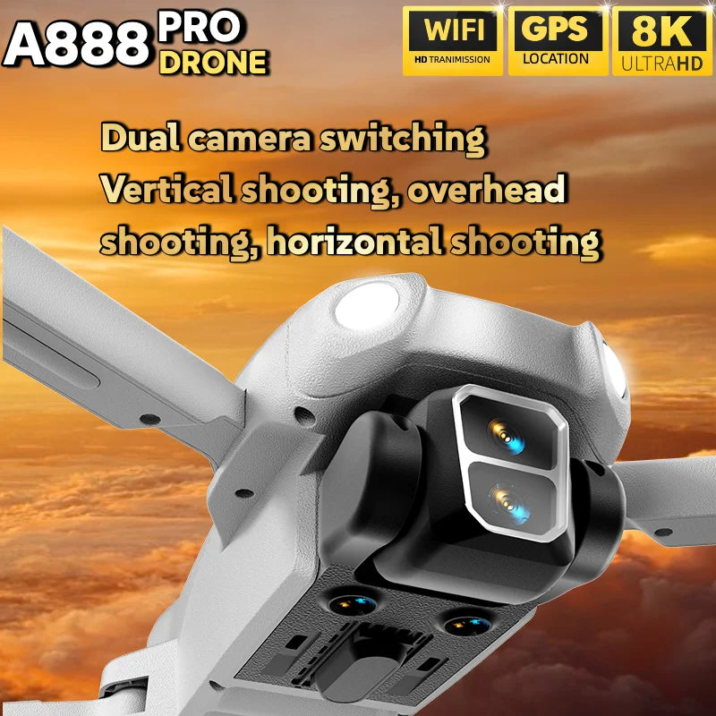 Lenovo A888 Foldable Quadcopter 8K HD 5G WiFi FPV Screen RC Drone Brushless Motor Obstacle Avoidance Professional Aerial Drone