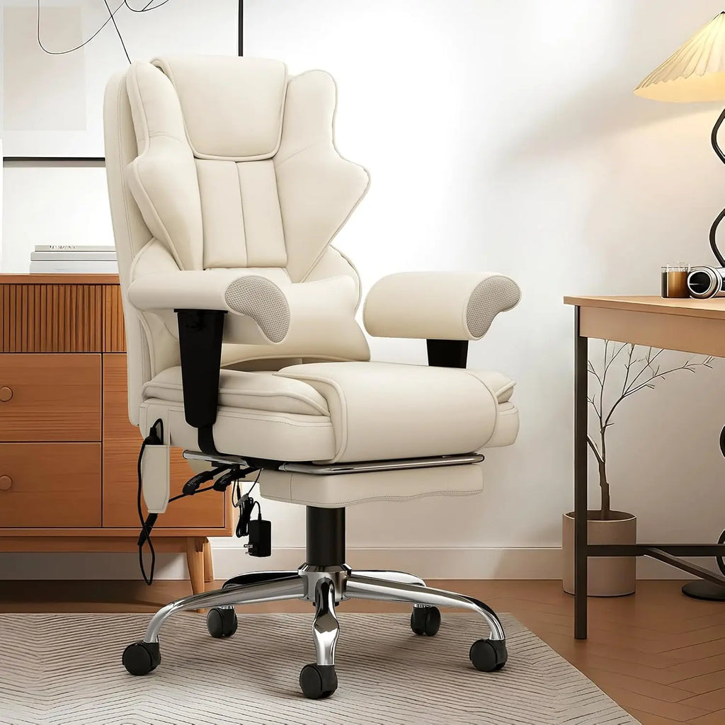 7-Point Massage Heated Office Chair with Footrest Ergonomic Adjustable Armrest for Office Study Gaming, Customized