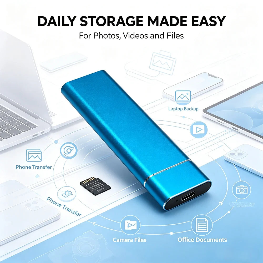 External SSD 1TB 4TB 16TB 128TB Ultra Fast Transfer  Portable Hard Disk for PC Mac Laptop Data Backup Type-C
