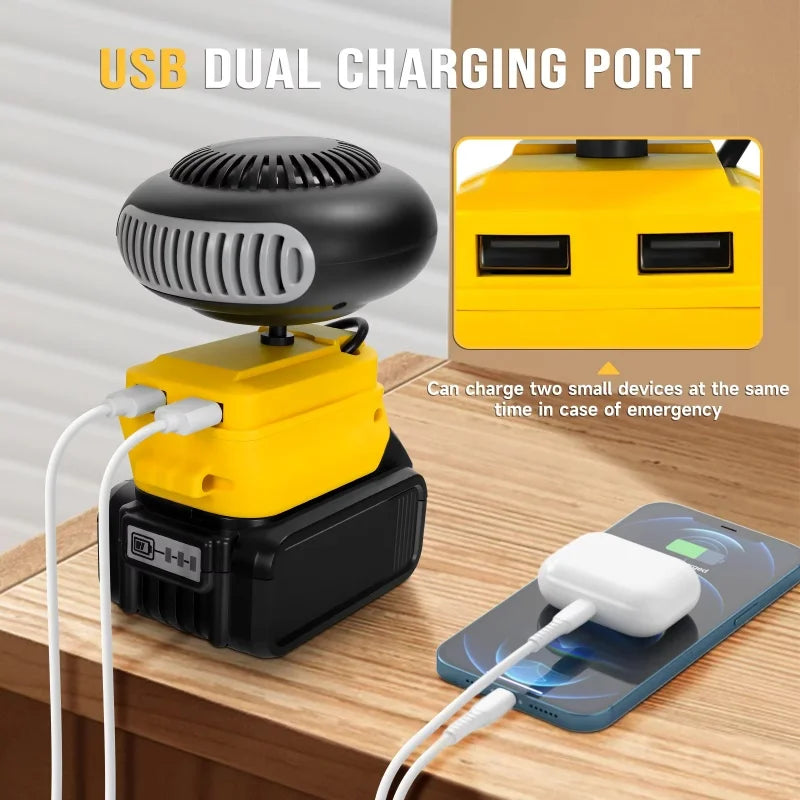 For Dewalt 20V MAX Battery Cordless Portable Space Heater, Indoor Outdoor Winter Warmer with USB Charging Port