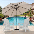 Outdoor folding Adirondack chairs set of 2 with 9-ft umbrella, polywood material, classic white, weather-resistant and space-sa