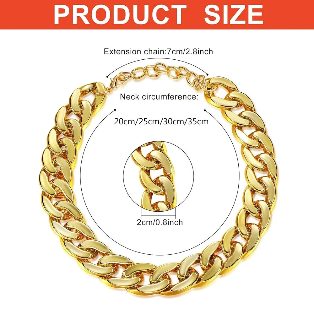 Dog Chain Gold Necklace Chain for Dogs ABS Plastic Dog Collar Puppy Costume for Dogs Lightweight Fashion Dog Jewelry Accessories