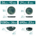 Vancasso 24 Piece Green Klin Change Glaze Stoneware Set Dinnerware Set with 6pcs Dinner Plate/Dessert Plate/Soup Plate/Bowl