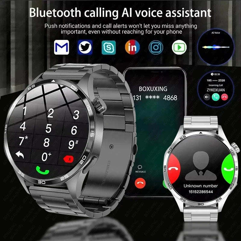 BOXUXING 2026 New GPS NFC Smart Watch 5 Pro Men 360*360 AMOLED Screen Heart rate Bluetooth Call IP68 Waterproof Man Smartwatch