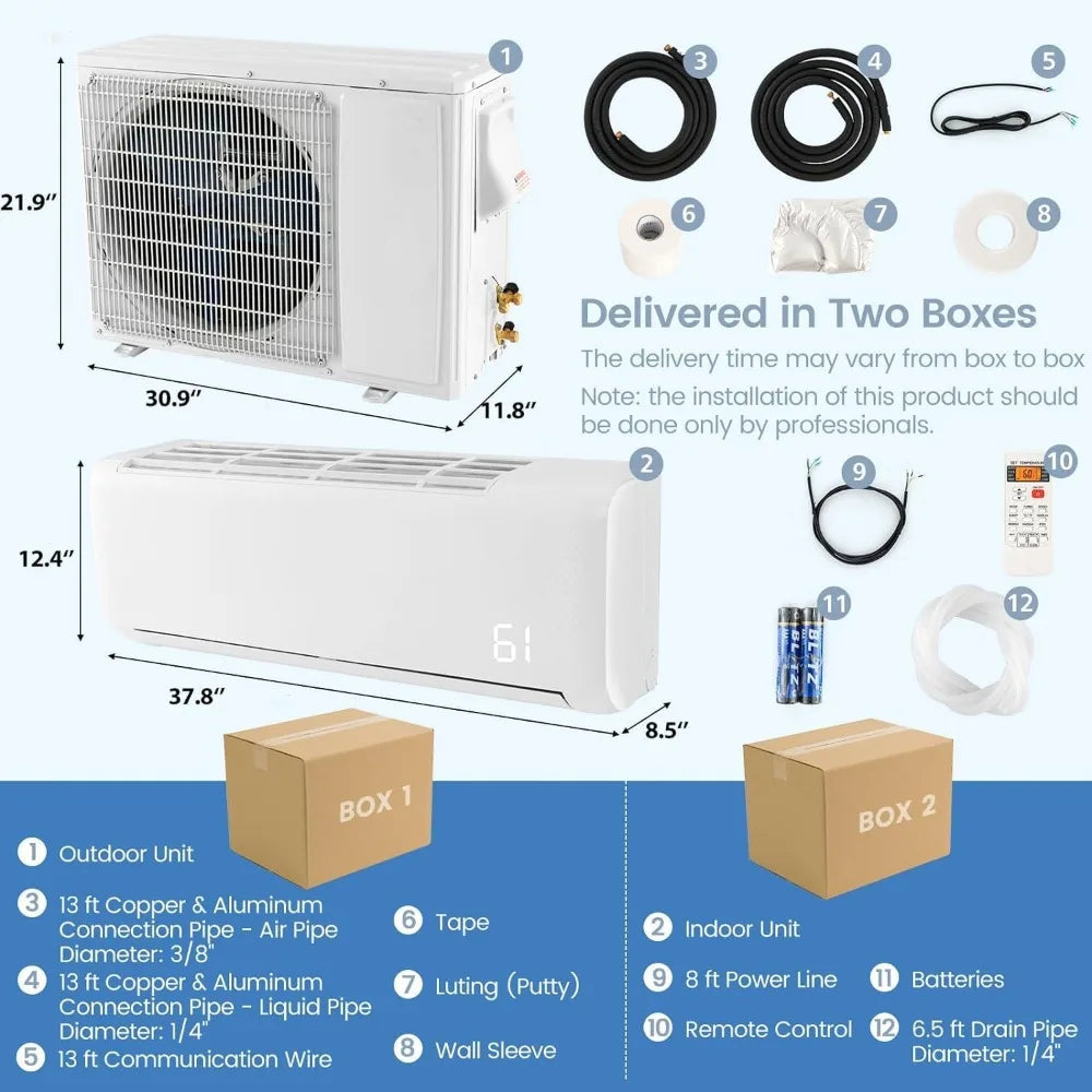 18000 BTU Mini Split Air Conditioner & Heater, 21SEER2 208-230V, Custom