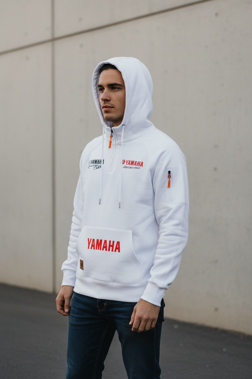 2026 Yamaha Autumn and Winter Vintage Heavy-Duty Men’s Fleece Hooded Sweater
