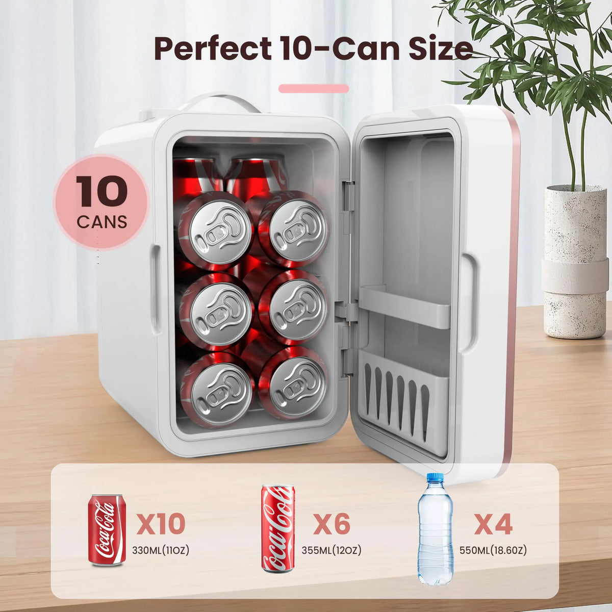 Mini Fridge for Bedroom Skincare Fridge 6L/8 Cans Small Refrigerator Compact Refrigerator 110V AC/12V DC Portable Cooler and Warmer for Skin Care, Makeup and Cosmetics