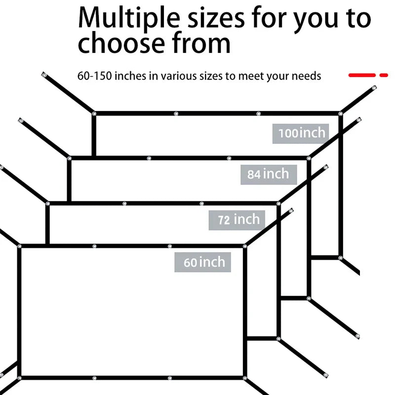 60-150 inch wall mounted foldable projection screen, simple home theater projection screen - extended version