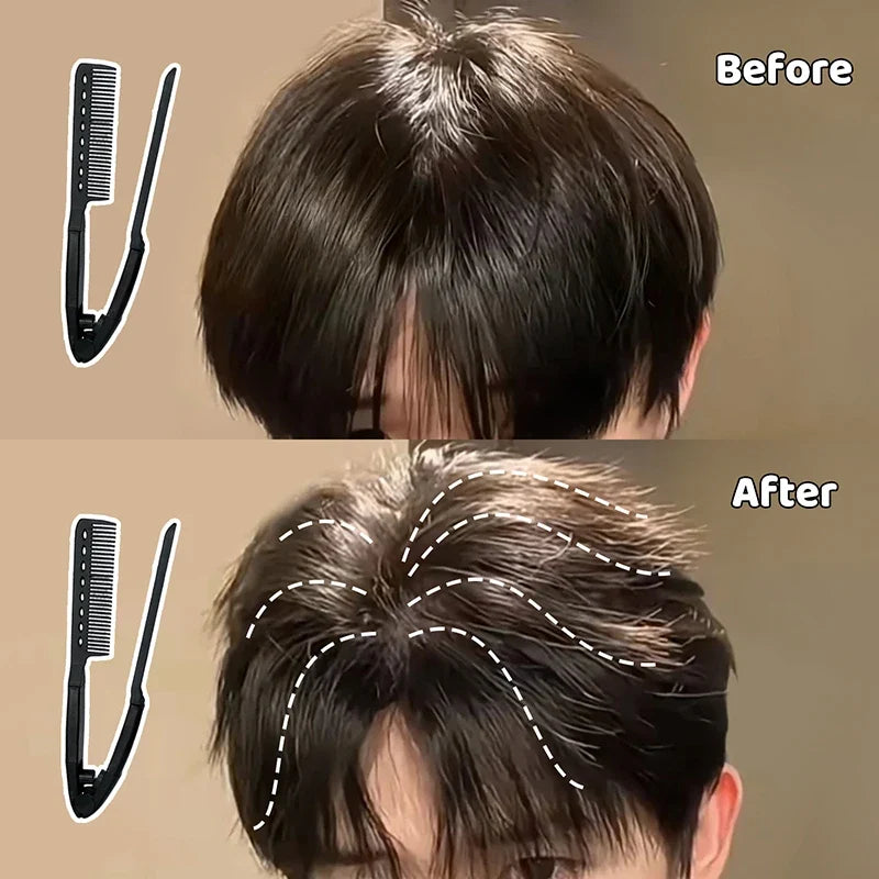 V Type Hair Straightener Brush DIY Hairdress Tool Hairdressing Combs Natural Hair Styling Curling Comb Hair For Male And Female