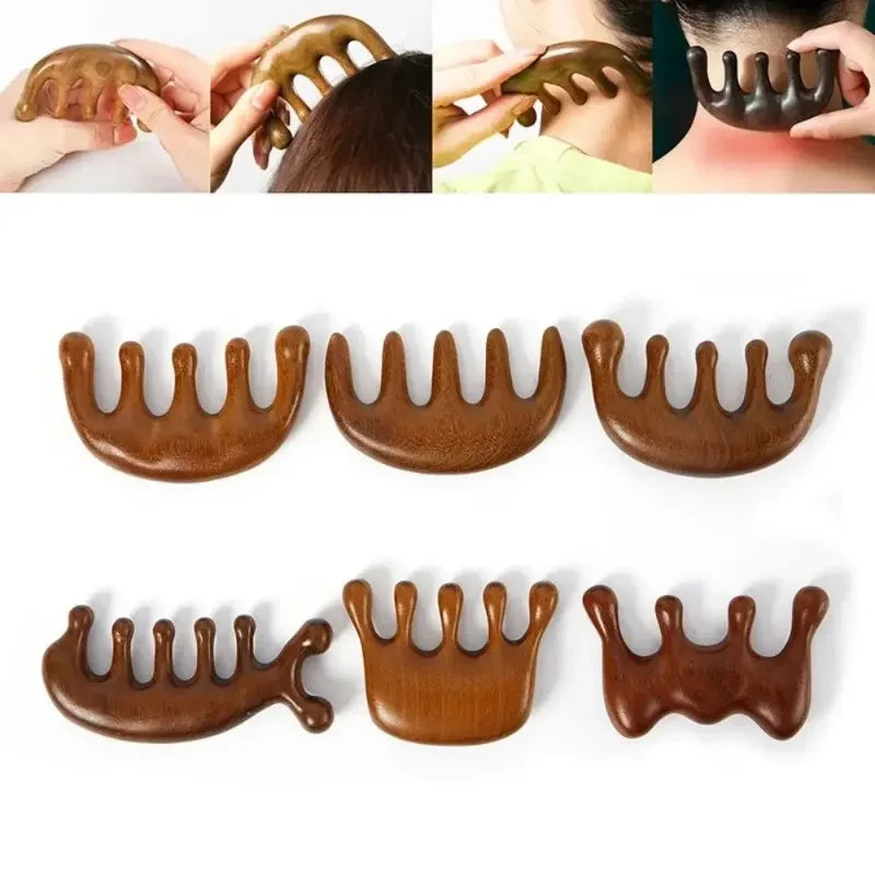 Wide Tooth Gua Sha Massage Comb Facial Massager for Head Face Scalp And Body - Guasha Scraping Tool