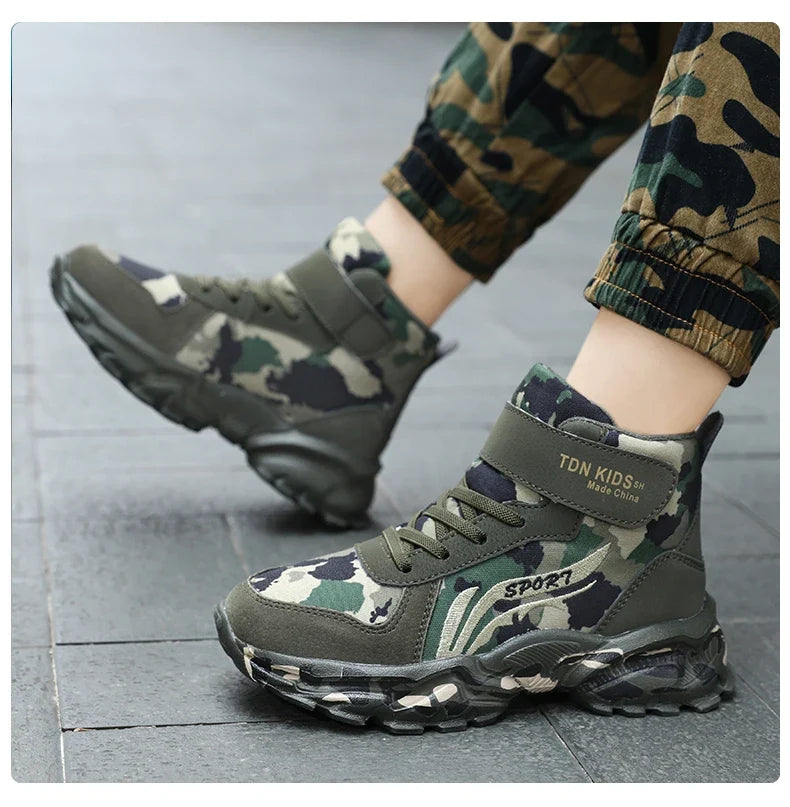 Kids Winter Snow Boots, Plush Camouflage, Warm Anti-Slip