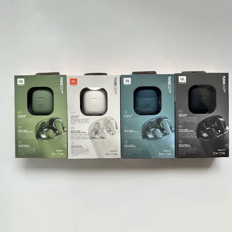 Original JBL Tune 220TWS Wireless Bluetooth Earphones Stereo Earbuds with Bass Sound, Noise Reduction Mic Headset JBL T220 tws