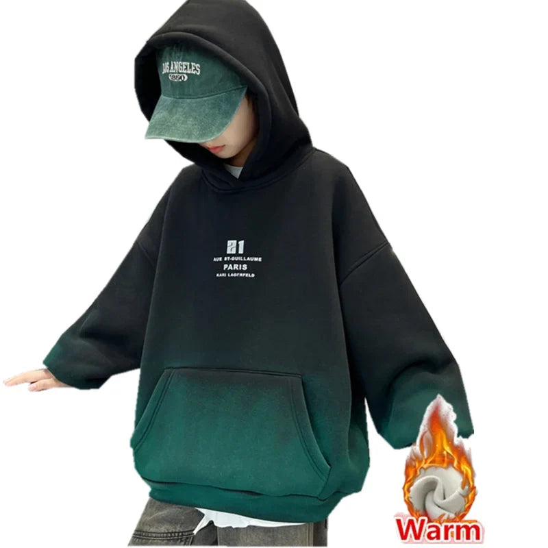 Kids Winter Hoodie, Warm Gradient Sweatshirt for Boys and Girls