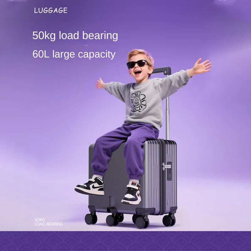 Children Luggage Suitcase for Boys and Girls Ride-On for Airplanes 20-inch Carry-On Suitcase Combination Lock Short Trip Family