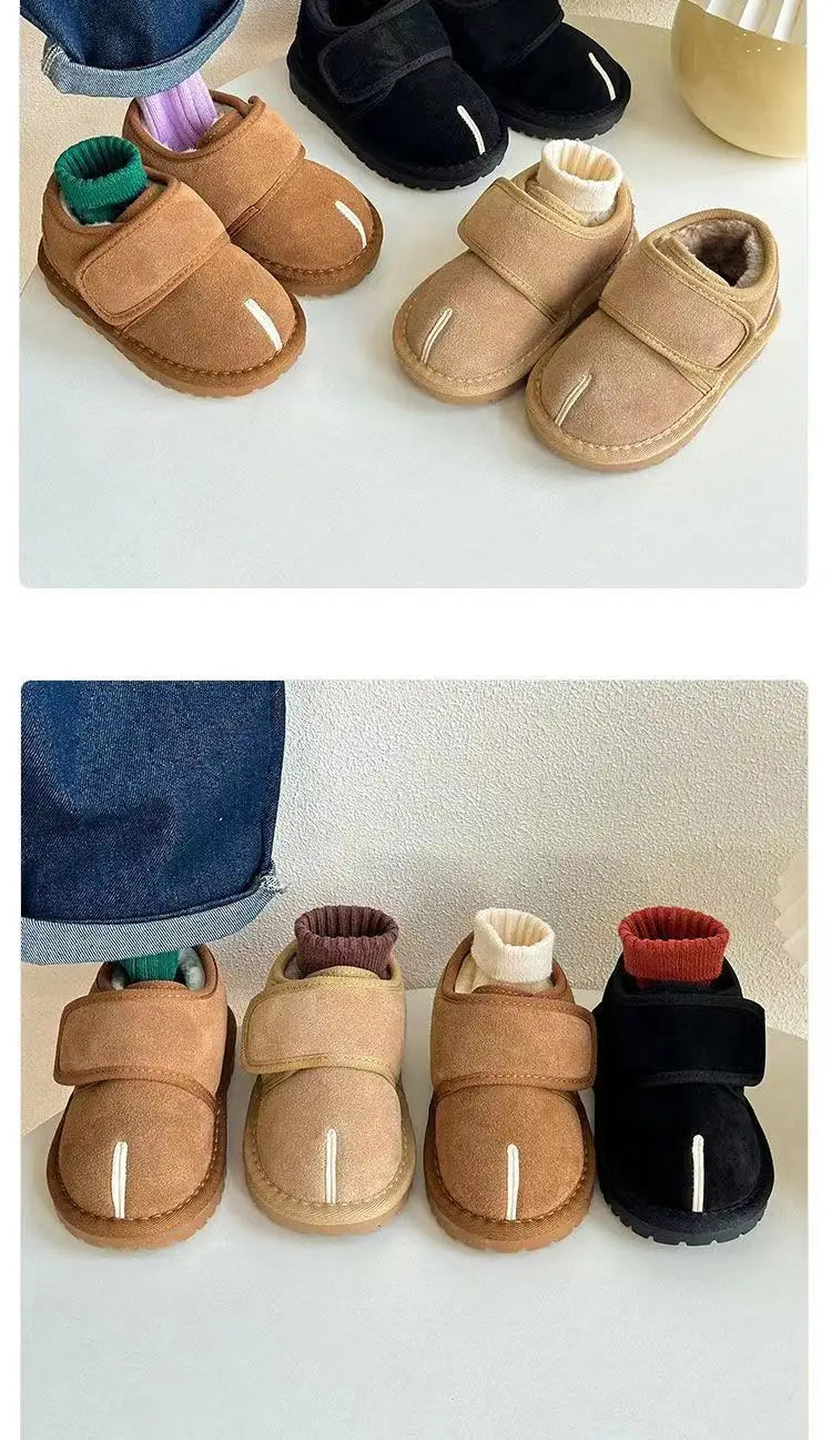Kids Winter Snow Boots, Warm Plush Faux Suede, Anti-Slip