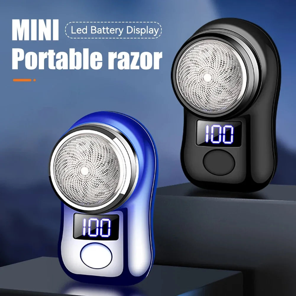 Men Shaving Tool Usb Rechargeable Portable Electric Shaver with Led Battery Display for Men Waterproof Mini Travel Rotary Razor