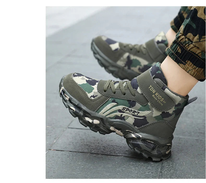 Kids Winter Snow Boots, Plush Camouflage, Warm Anti-Slip
