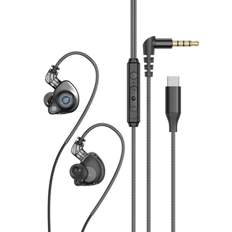HIFI 3.5mm&Type-C Wired Headphones 9D Surround Deep Bass Stereo Headset Sport Earphone Detachable Cable ENC Noise Reduction