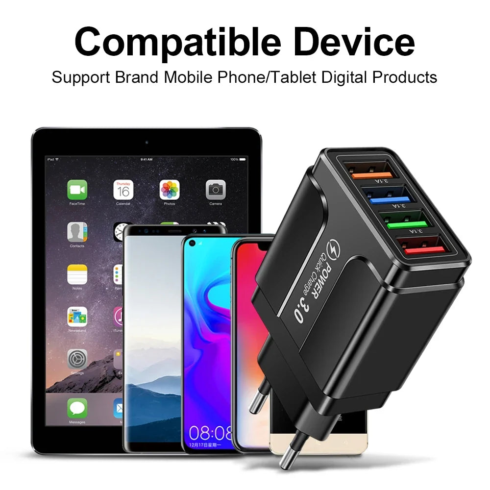 EU/US Plug USB Charger Fast Charge 3.1A For Phone Adapter for iPhone 12 Pro Max Tablet Portable Wall Mobile Charger Fast Charger