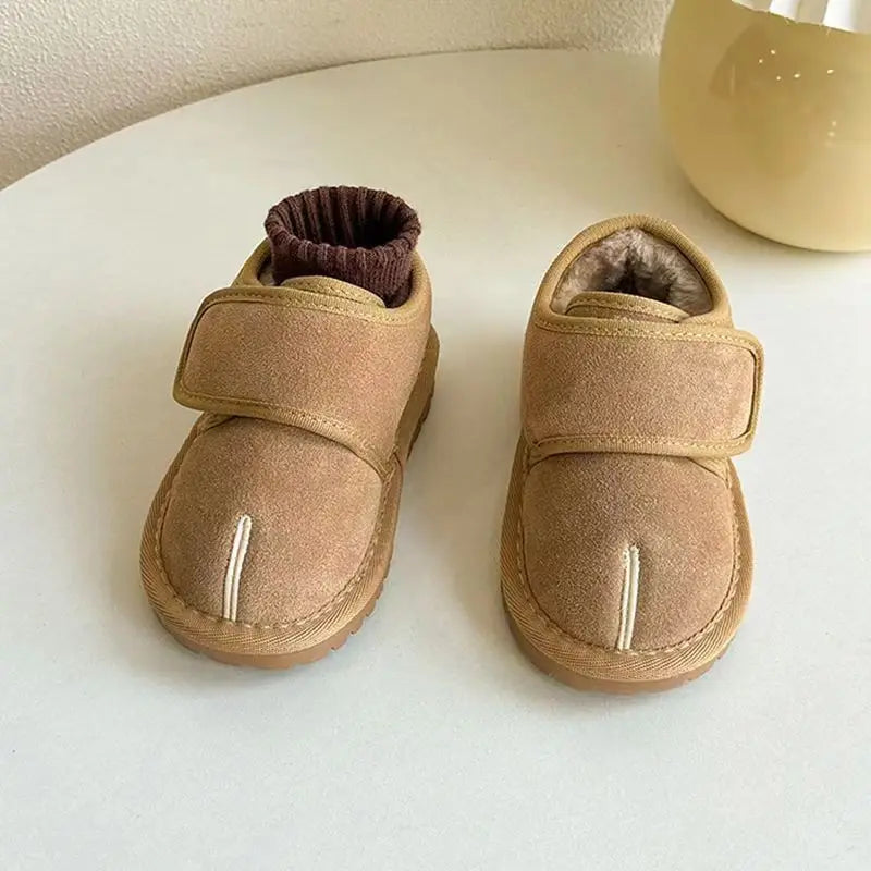 Kids Winter Snow Boots, Warm Plush Faux Suede, Anti-Slip