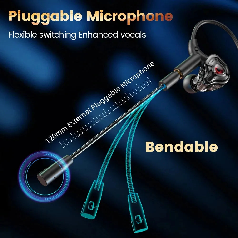 EARDECO Gaming Earbuds HD Mic Wired Headphones Bass HIFI Wired Earphone Headphone Headset Earhook Auriculares Noise Reduction