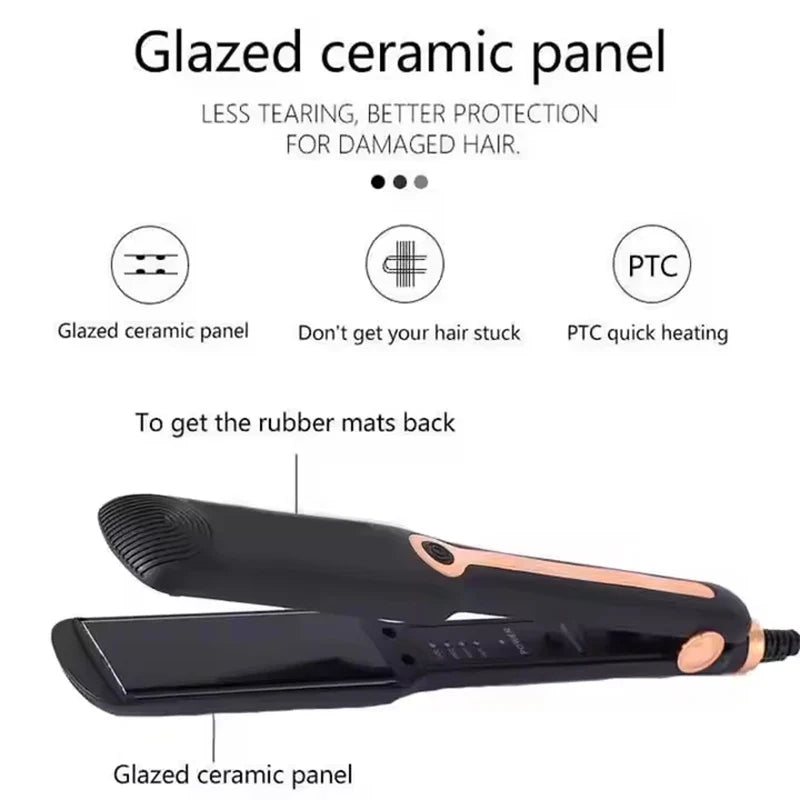 Professional Ceramic Hair Curly Hair Straightener Flat Iron Fast Heat Portable for Salon Household Temperature Adjustable