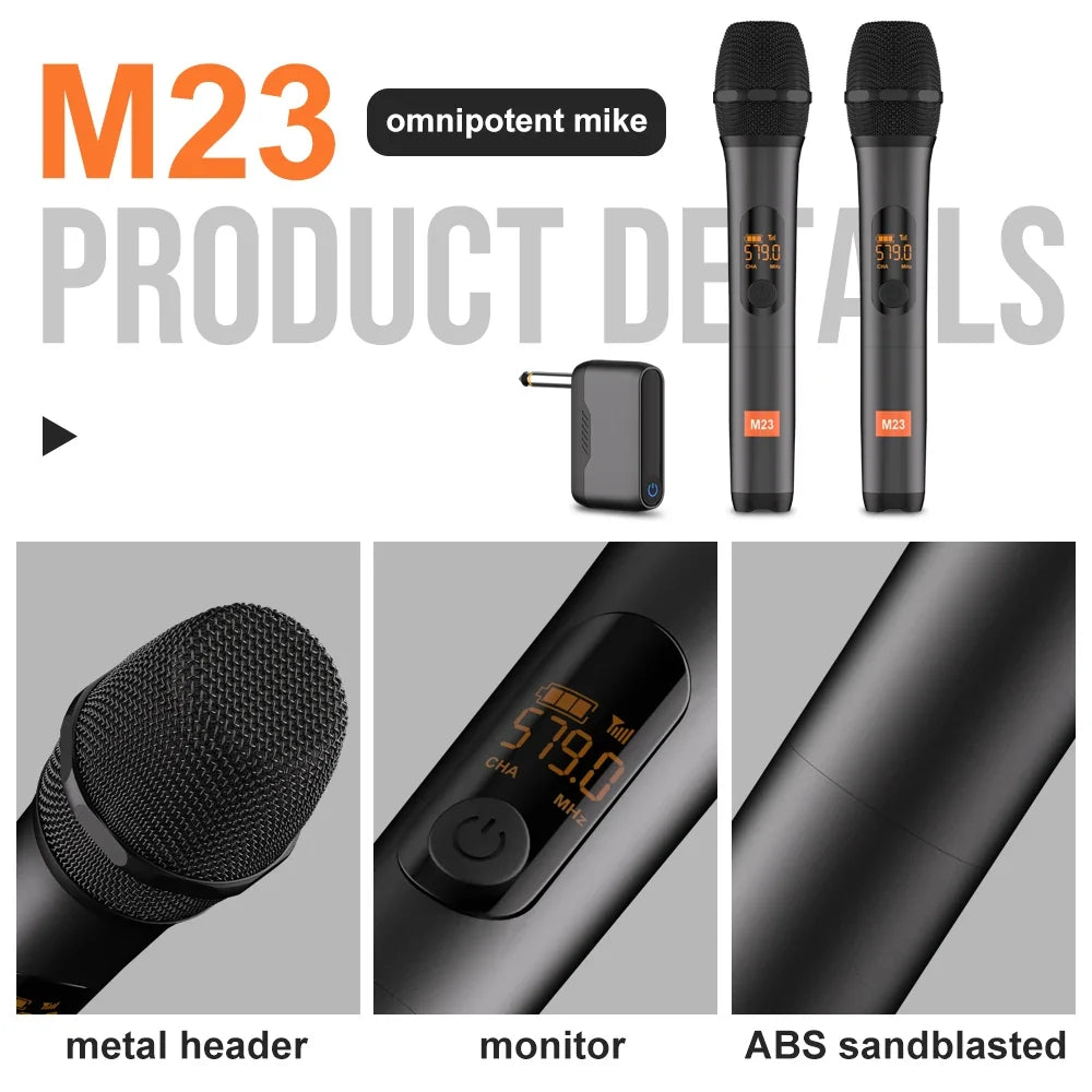 Wireless Microphone M23-4 UHF Recording Universal Karaoke Mic With Lithium Battery Receiver For Party Church Speaker