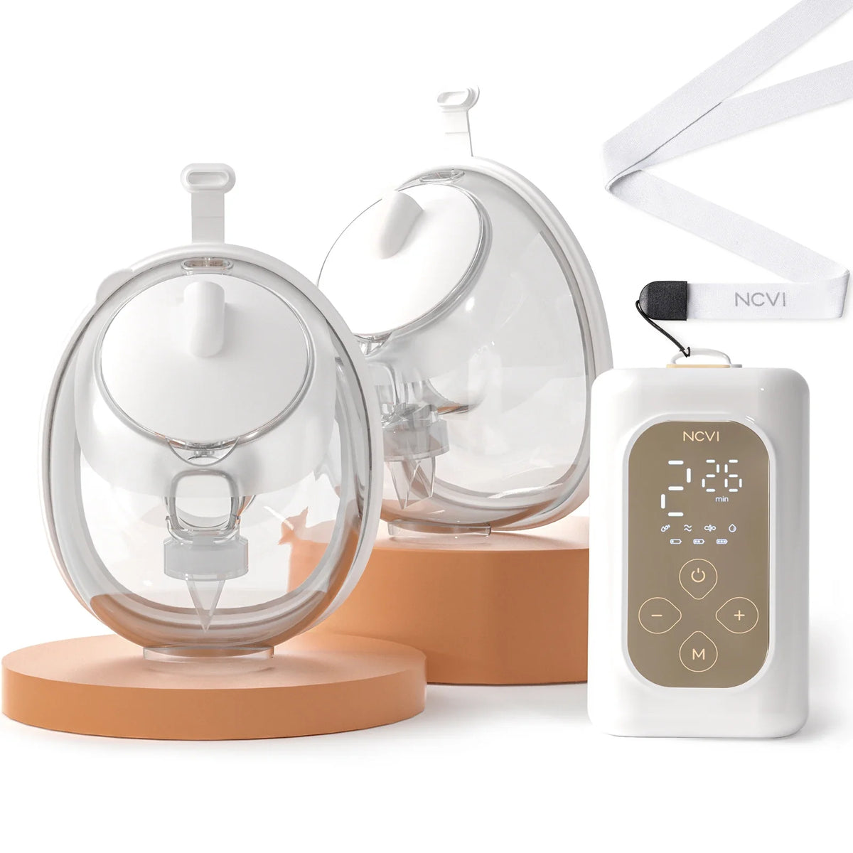 NCVI Wearable Electric Breast Pump Hands-Free 4 Modes 9 Levels Leakproof Double Sealed Milk Cup 21/24mm Flanges Quiet Portable for Home Work Travel