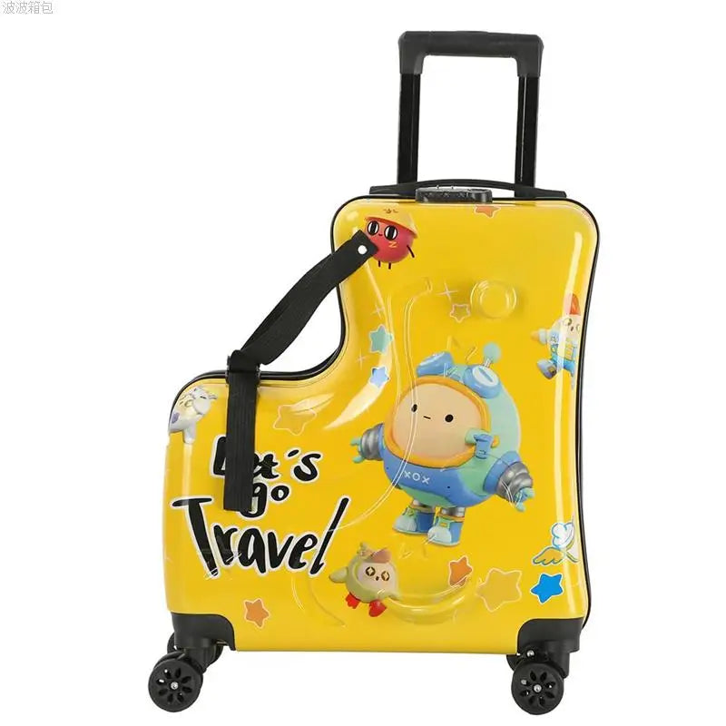 Children's Cute Cartoon Rideable Suitcase 20 inch Boarding Box Sitting Trolley Case Universal Wheel Baby Luggage