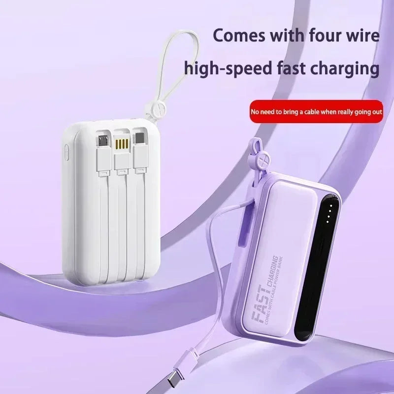 Lenovo 500000mAh Power Bank BuiIt in 4 Lines Super Fast Charging Large Capacity Portable External Battery for All Phones 2026New