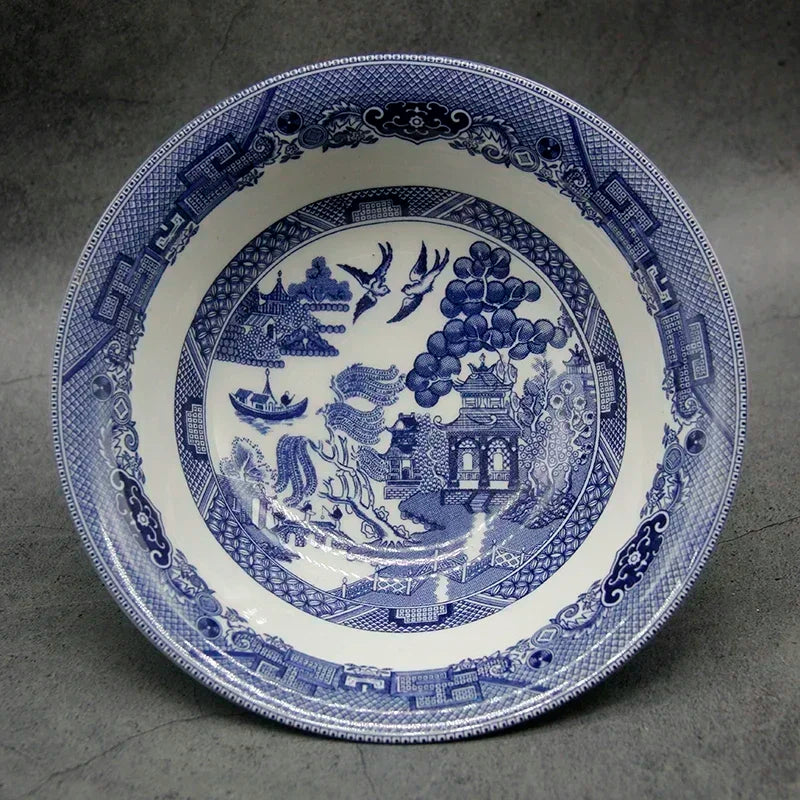 The Blue Willow Set Dinner Elegant England Ware Style Ceramic Breakfast Beef Plate Dishes Dessert Soup Dish Bowl