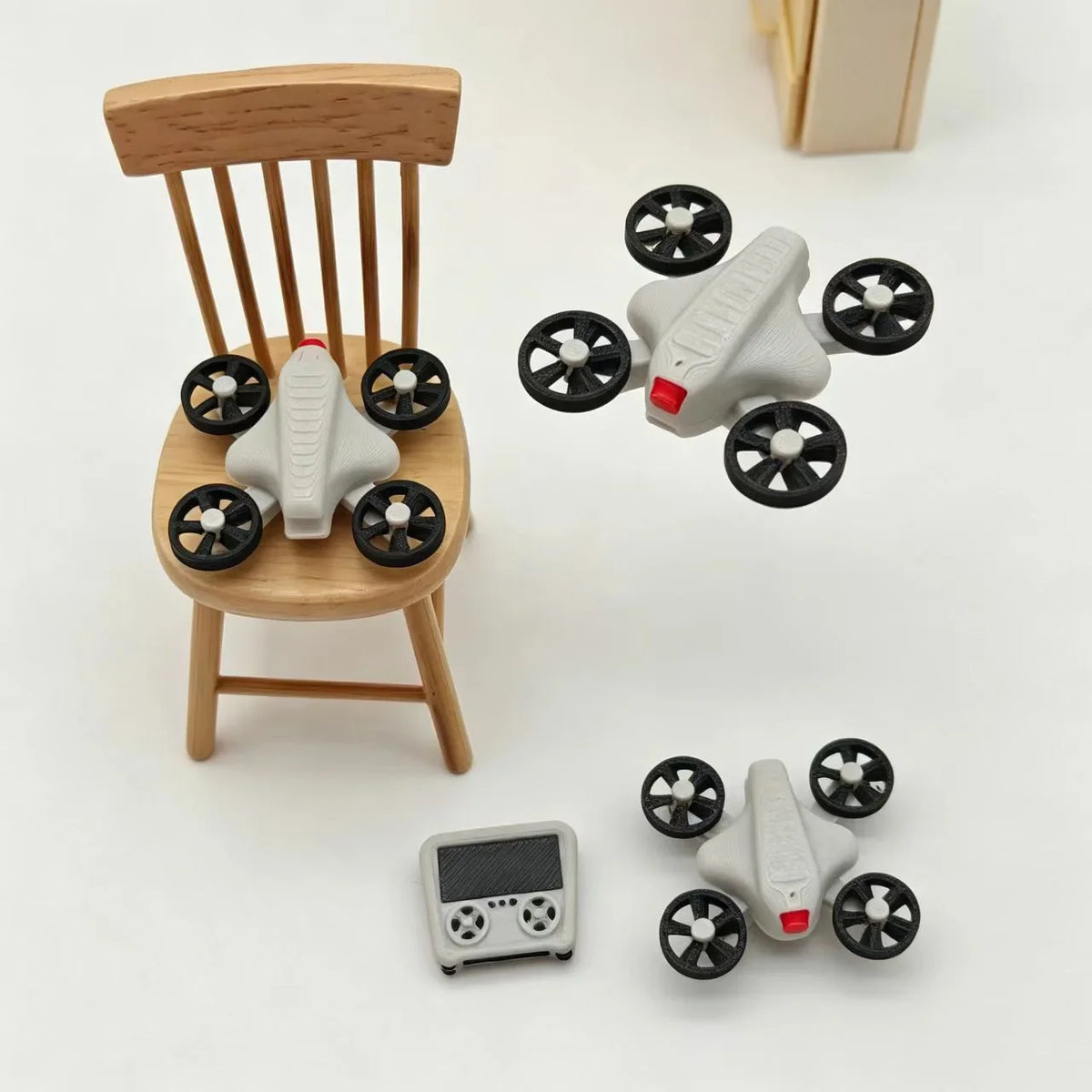 1set 1:12 Dollhouse Mini Drone UAV Aircraft Accessory Fake Model with Remote Control Scene Prop Miniature Home Decor Decoration