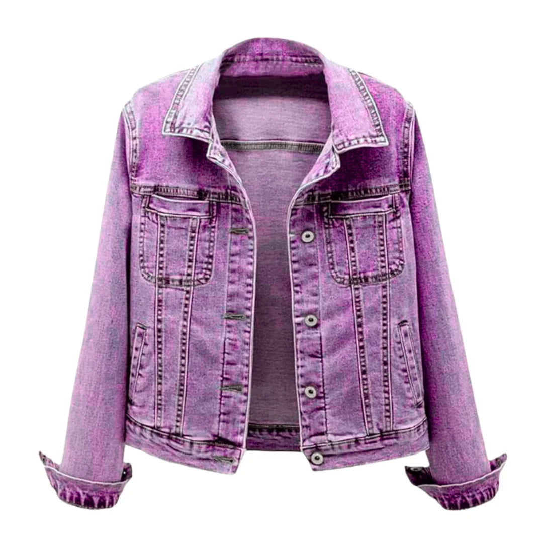 Women's Regular Fit Button-Up Washed Denim Jacket Autumn Winter Streetwear Sweet Style Long Sleeve Heavyweight Light Wash