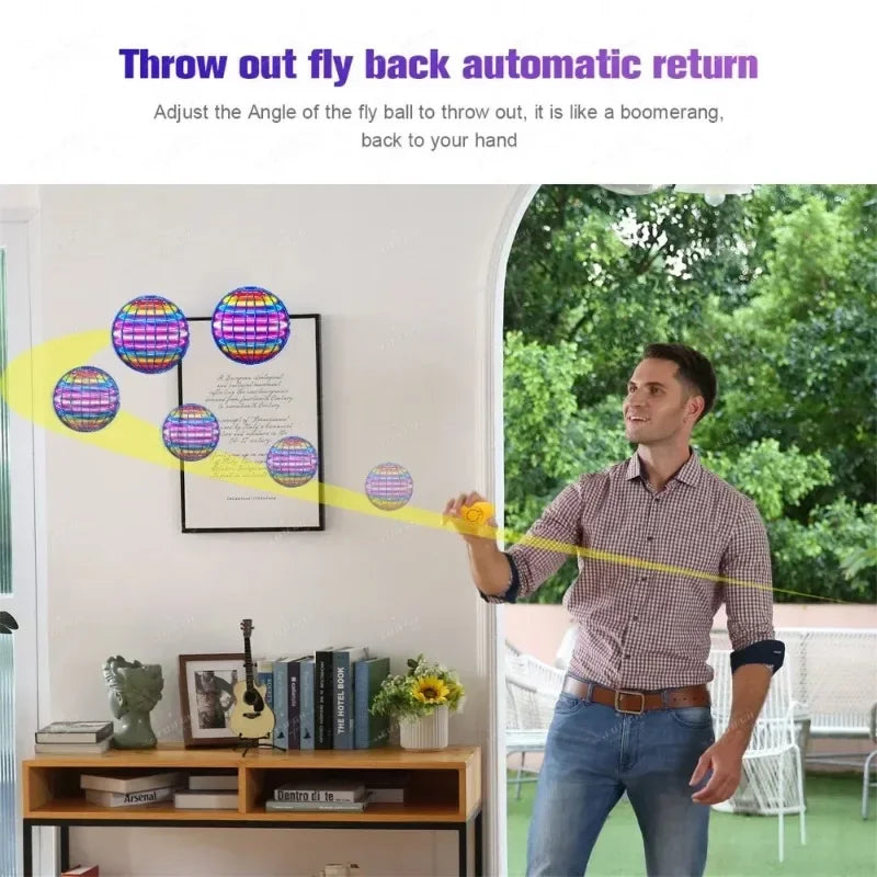 LED Light Up Flying Orb Boomerang Toys Magic Hover Ball Drone Fly Nova Spinner – Fidget Stress Relief Toy Gifts for Kids Family