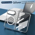 Luxury Gold Transparent Plating Magnetic Phone Case for iPhone Duo for Magsafe Wireless Charging Shockproof Clear Cover Funda