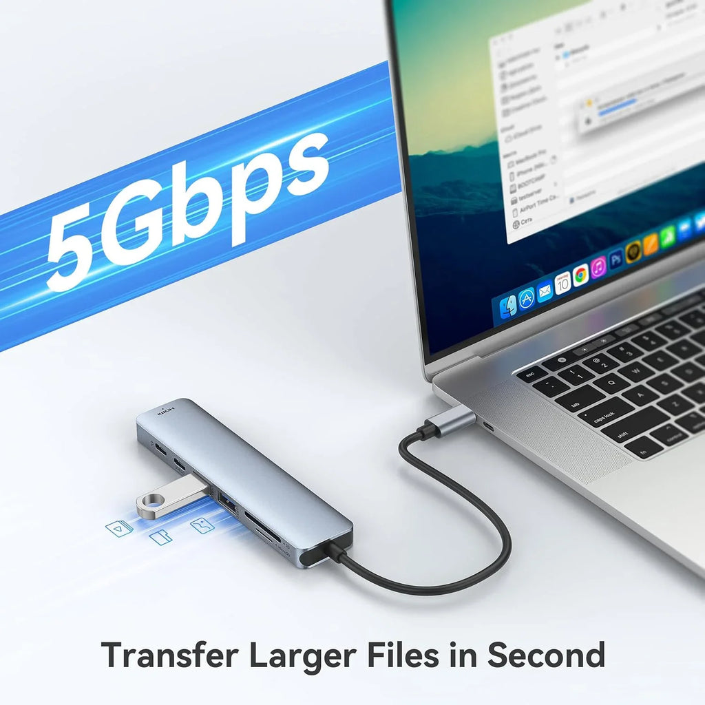 7 in 1 USB C Hub Adapter to 4K HDMI-Compatible SD TF Card Reader USB 3.0 2.0 Type C PD Charging for MacBook Pro Laptops