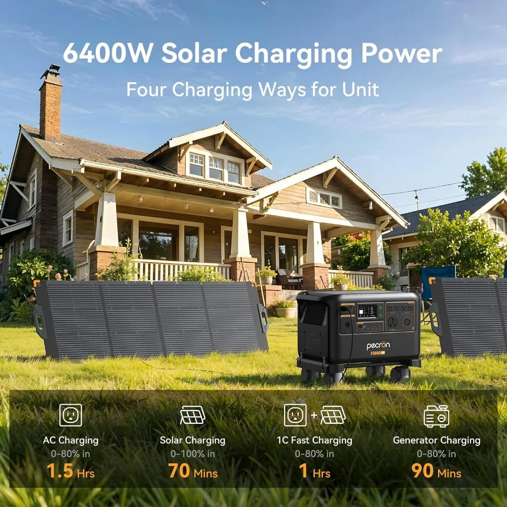 F5000LFP Power Station, 5120Wh Solar Generator with 7200W AC Output, 6400W Solar Input, 120V/240V Dual Voltage,, Customized