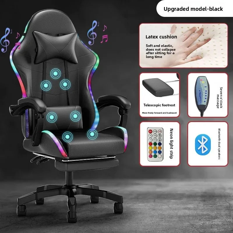 Reclining Backrest Chair E-sports Chair Lights Bluetooth Speaker LED Display Gaming Chair Anchor Chair Massage Chair Gaming