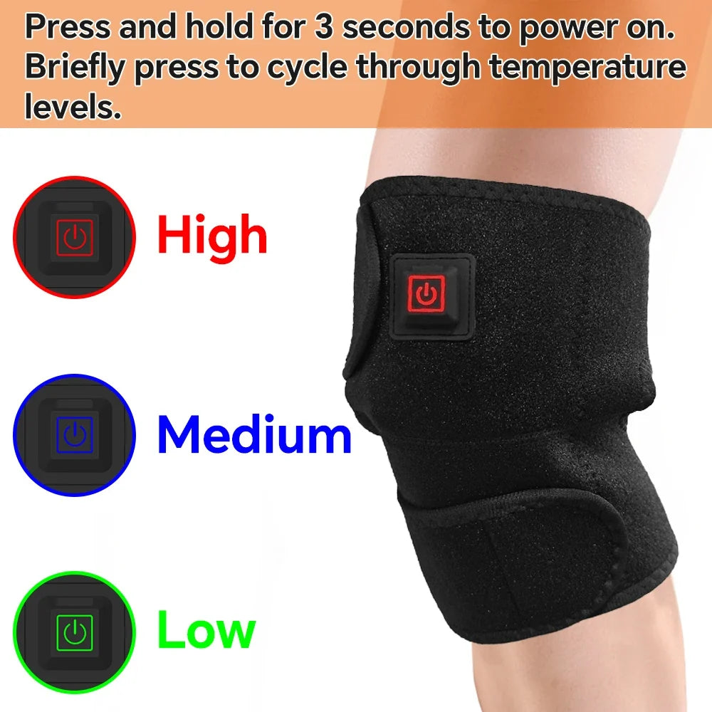 Electric Heated Knee Brace with 3 Heat Levels for Knees, Elbows, Knee Warmer Wrap for Knee Pressure Relief, Men & Women All Use