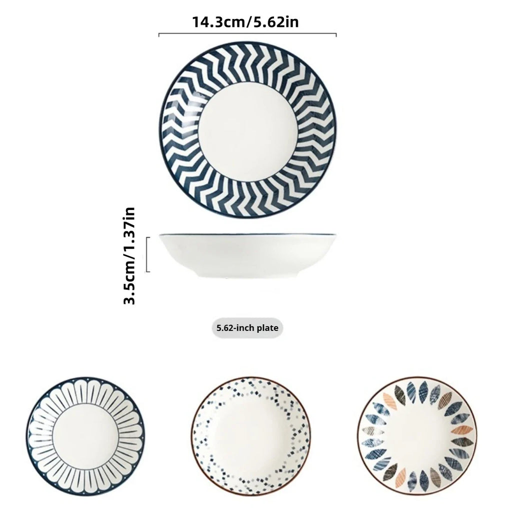 4-Piece Ceramic Plate，5.65in Simple Dipping Dishes.For Appetizers, Fruits, Desserts & Bone Spitting，Microwave & Dishwasher Safe
