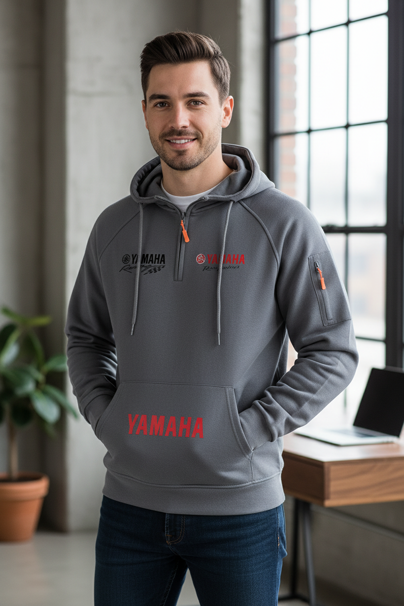 2026 Yamaha Autumn and Winter Vintage Heavy-Duty Men’s Fleece Hooded Sweater