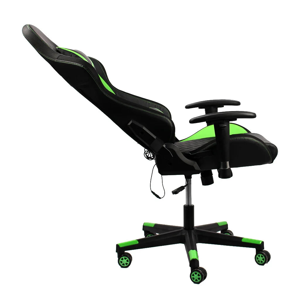 Ergonomic Gaming Chair With Massage Function and Rgb Lights Adjustable Height Recliner With Footrest Headrest for Gamers