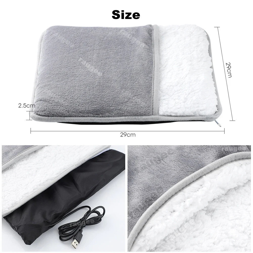 Foot Warmer USB Foot Heater Electric Foot Heating Pad Fast Heating Soft Plush Electric Foot Warmer for Home Heated Feet Warmer